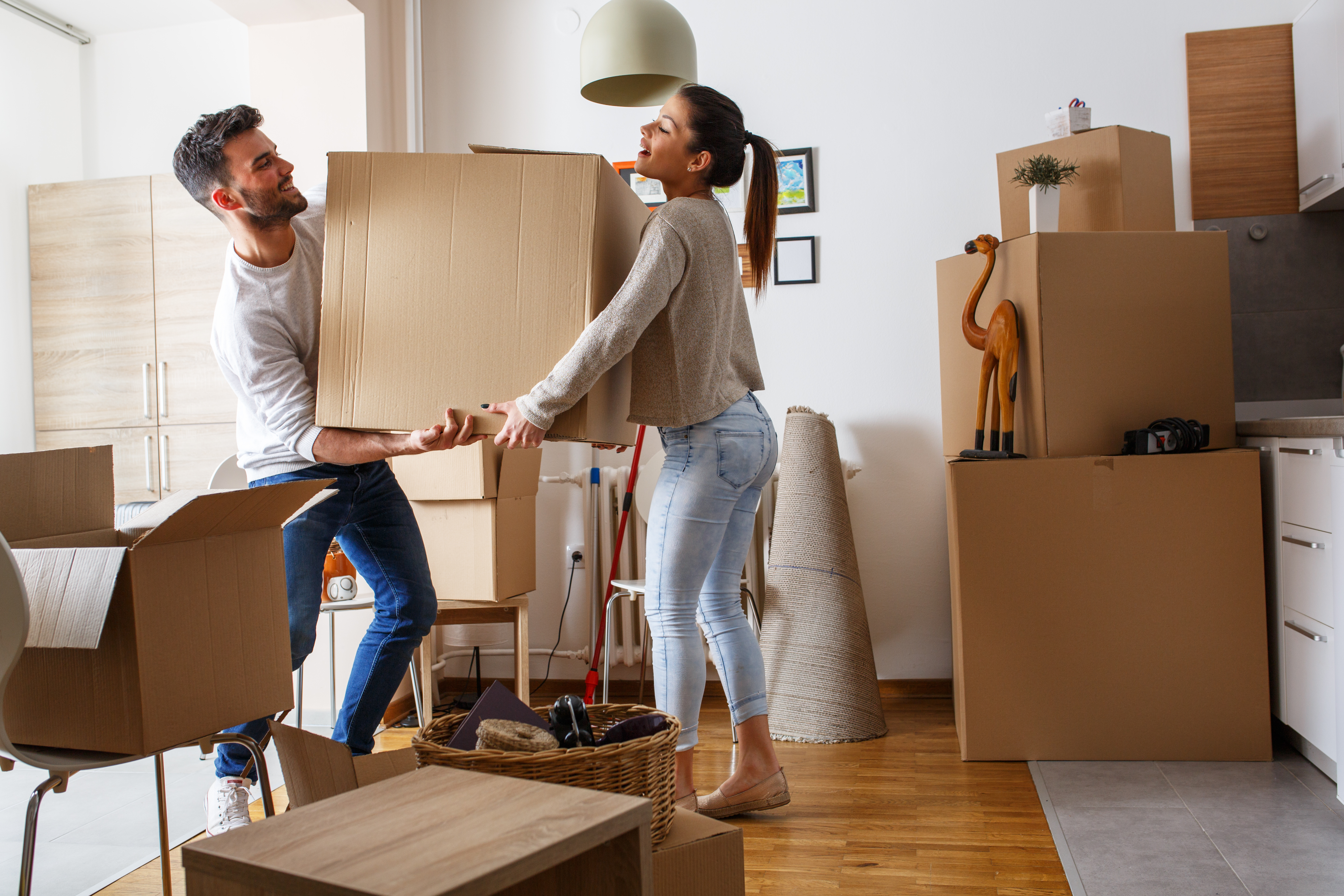 Home movers with boxes