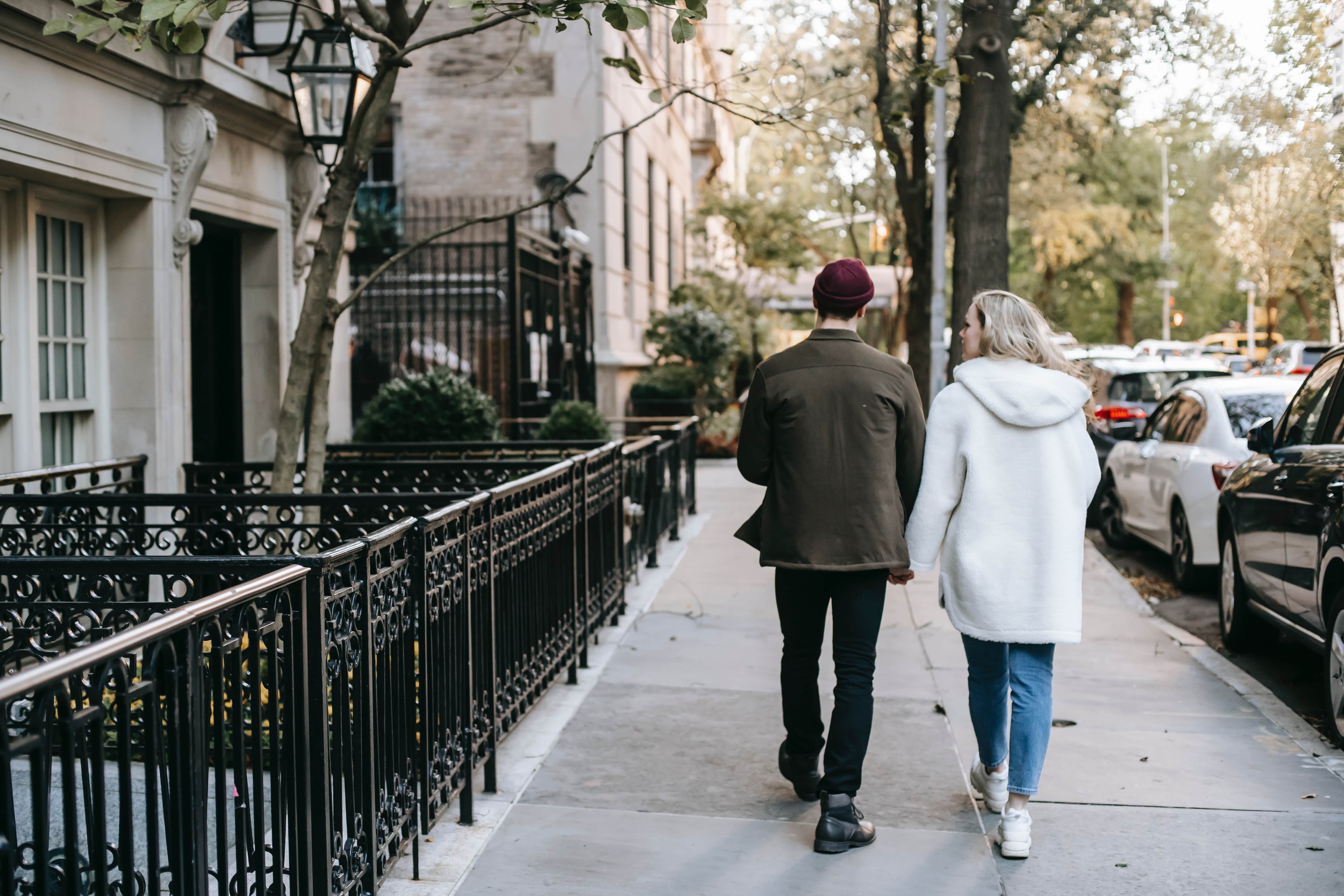 Couple exploring new neighbourhood