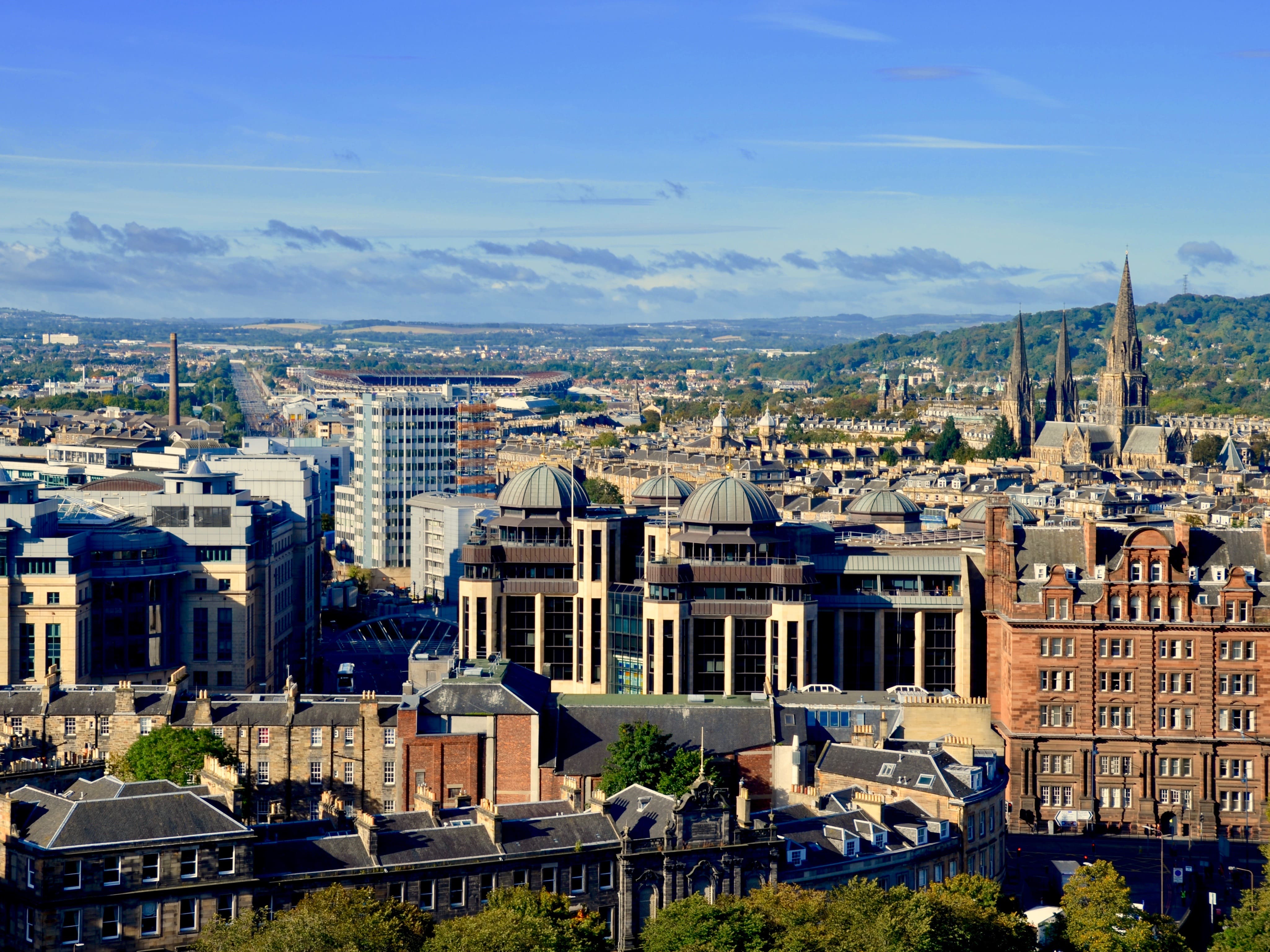 Edinburgh west end skyline view